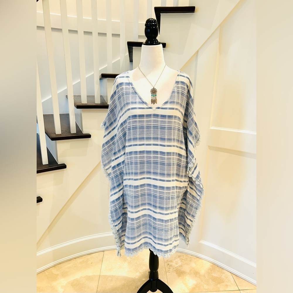 Caribbean Pacific Blue White Swim Suit Cover Up